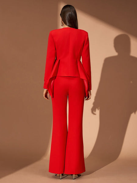 Ruffled Top & Scarlet Trousers Set