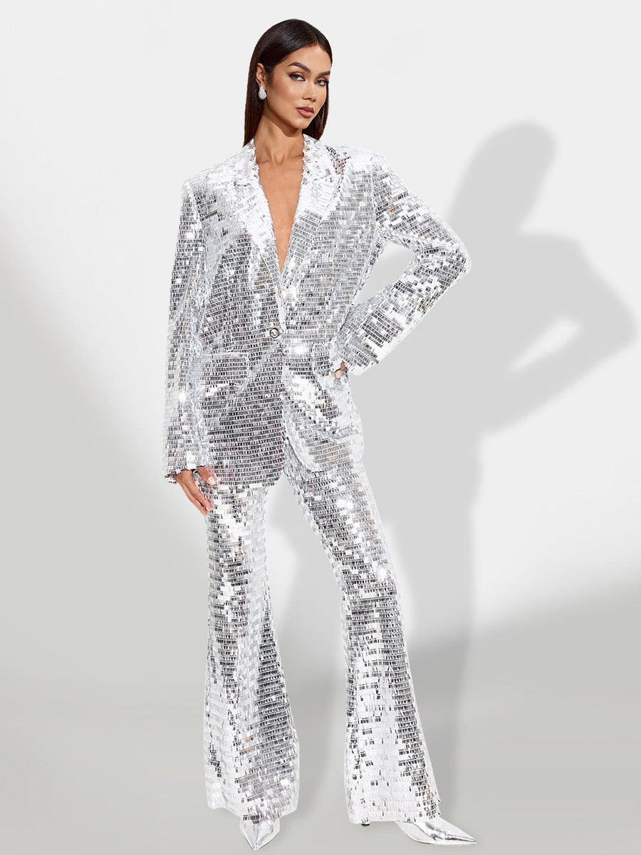 Elegant mesh costume with sparkling sequins