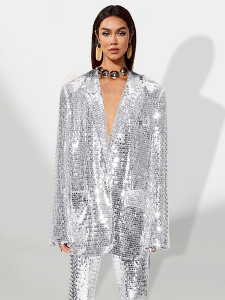 Elegant mesh costume with sparkling sequins