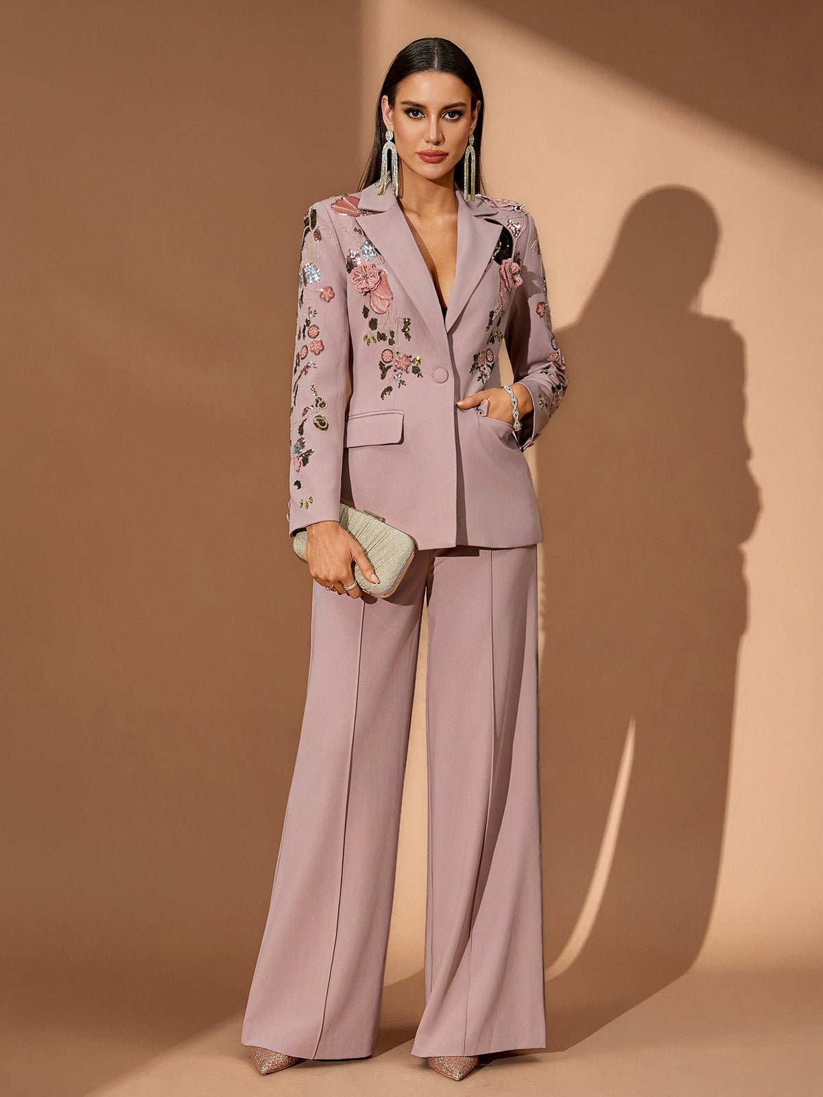 Rosalind Rivière — Sequin Floral Embroidery Couture Fall Suit