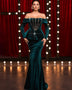 Off Shoulder Velvet Fishtail Maxi Dress