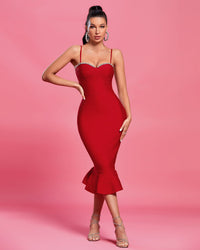 Honorine Beaumont — Glistening Crystal-Embellished Strappy Midi Fishtail Dress, alternate view 5