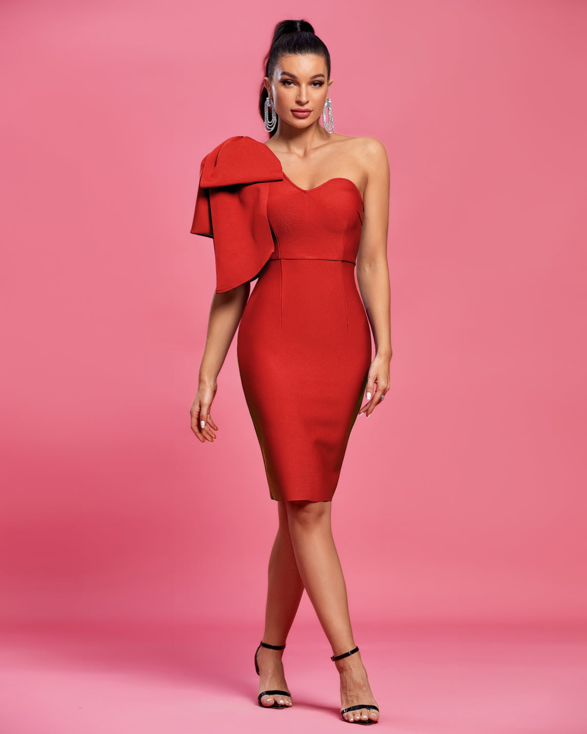 Xanthe Beaumont — Chic One-Shoulder Bow Detail Bandage Dress, alternate view 11