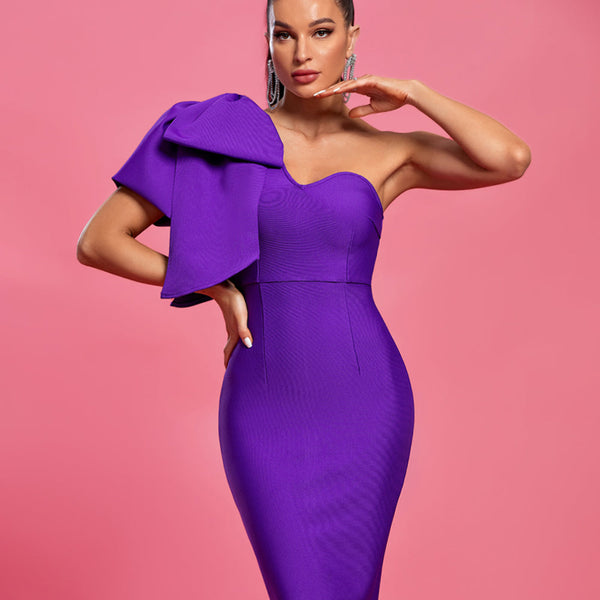 Chic One-Shoulder Bow Detail Bandage Dress