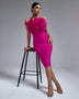Elegant Strapless Feather-Trim Midi Bandage Dress - Opulent Empire