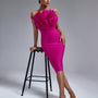 Elegant Strapless Feather-Trim Midi Bandage Dress