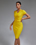V Neck Short Sleeve With Belt Bandage Dress - Opulent Empire
