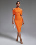 Chic Cold-Shoulder Mock Neck Bandage Dress for Effortless Elegance - Opulent Empire
