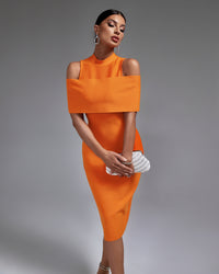 Penelope Beaumont — Chic Cold-Shoulder Mock Neck Bandage Dress for Effortless Elegance, alternate view 5
