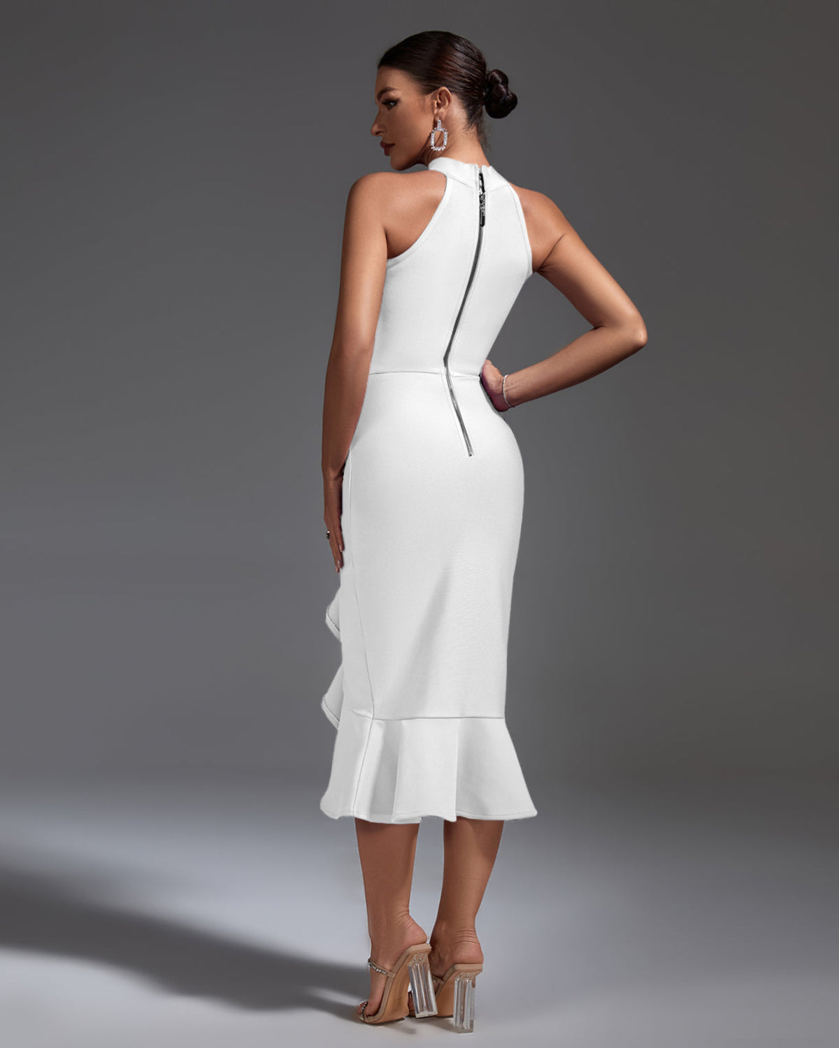 Romilly Beaumont — Chic Ruffled Midi Bandage Dress for a Flawless Look, alternate view 6