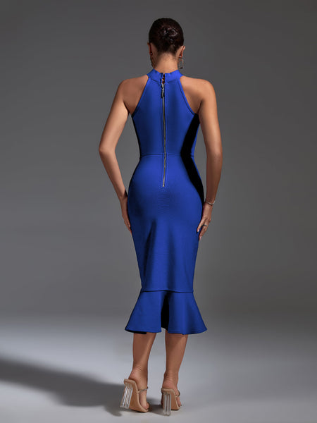 Chic Ruffled Midi Bandage Dress for a Flawless Look