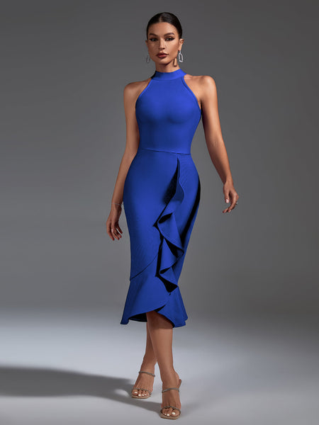 Chic Ruffled Midi Bandage Dress for a Flawless Look - Opulent Empire