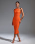 One Shoulder Sleeveless Midi Bandage Dress - Opulent Empire