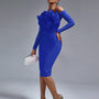 Off Shoulder Feather Midi Bandage Dress