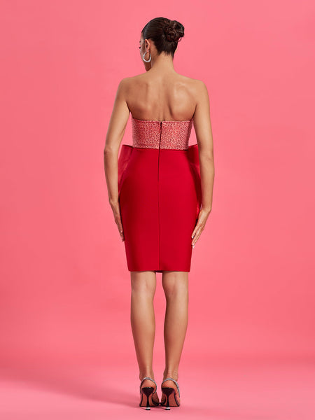 Sequin Corset Mini Dress with Large Bow