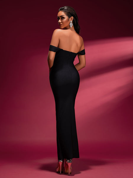 Sparkly Rhinestone High-Slit Bandage Dress - Opulent Empire