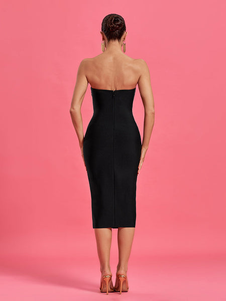 Ärmelloses Midikleid mit Knöpfen und Bandage für elegante Raffinesse