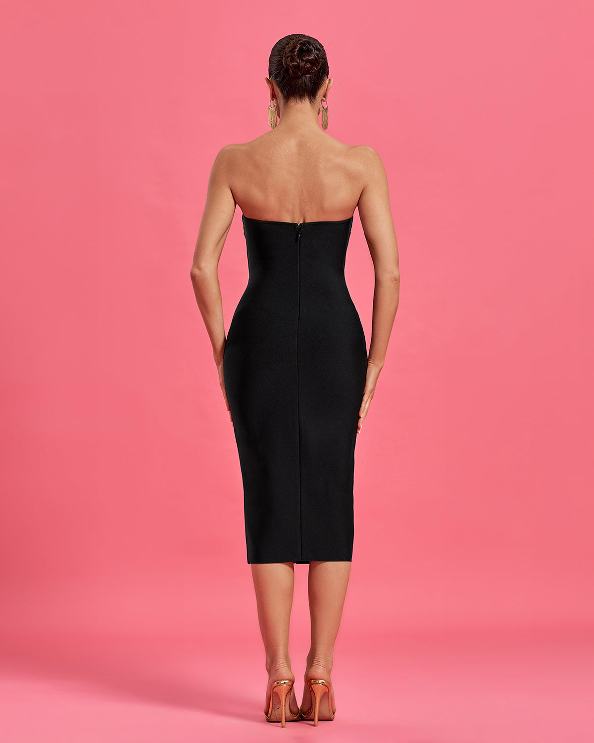 Cecilia Bellamy — Buttoned Sleeveless Bandage Midi Dress for Elegant Sophistication, alternate view 3