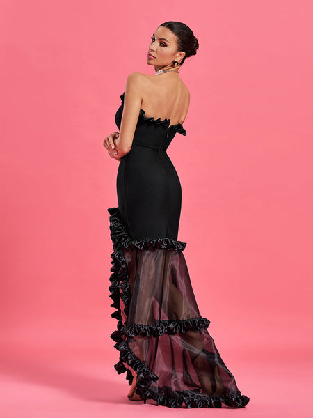 Elegant Ruched Bustier Bandage Mermaid Maxi Dress for a Stunning Look