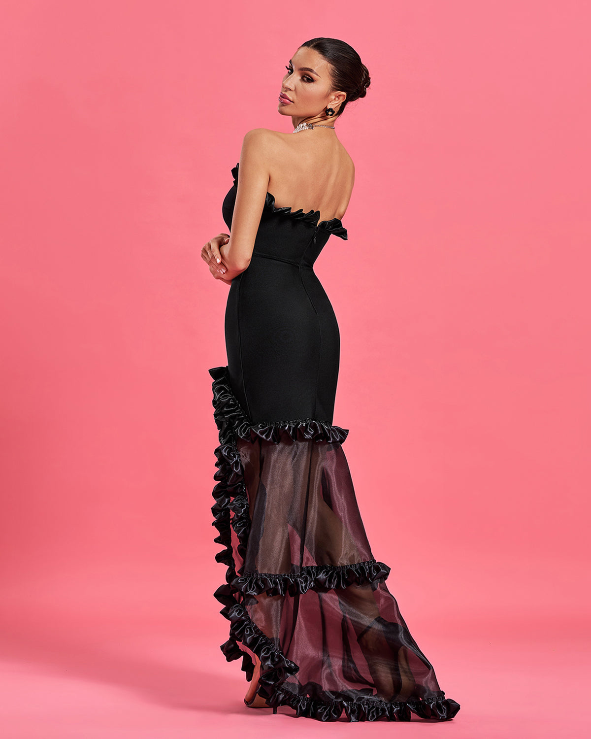 Bianca Bellamy — Elegant Ruched Bustier Bandage Mermaid Maxi Dress, alternate view 4