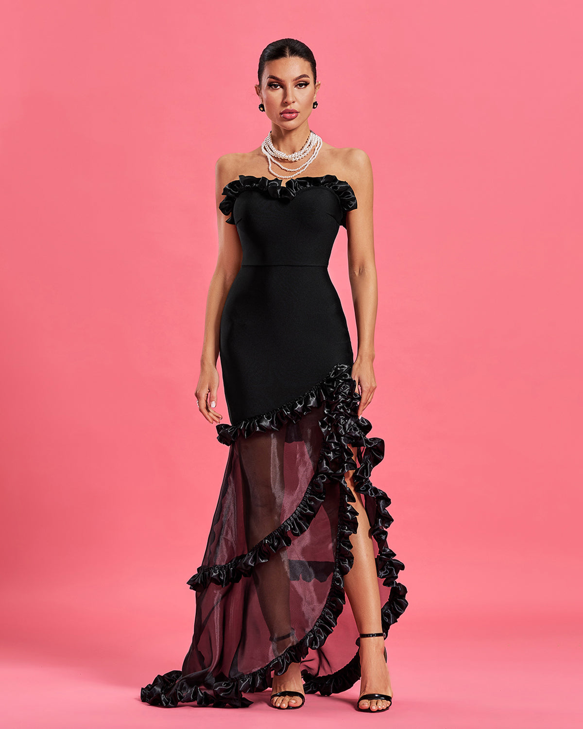 Bianca Bellamy — Elegant Ruched Bustier Bandage Mermaid Maxi Dress, alternate view 3