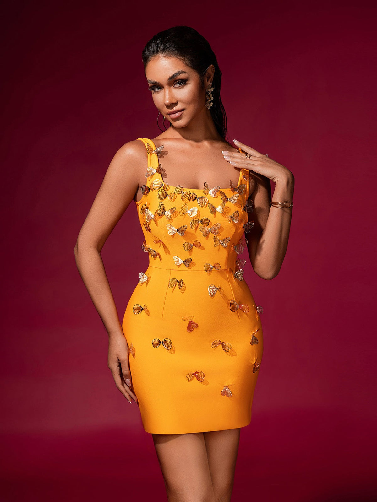 Celestine — Orange Mini Dress, alternate view 4