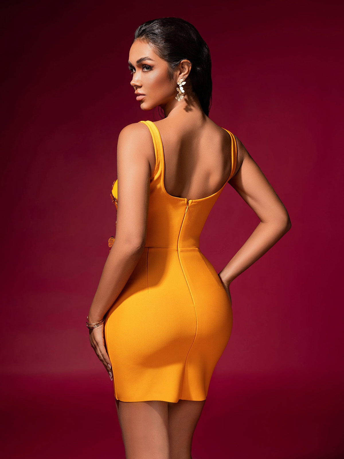 Celestine — Orange Mini Dress, alternate view 3