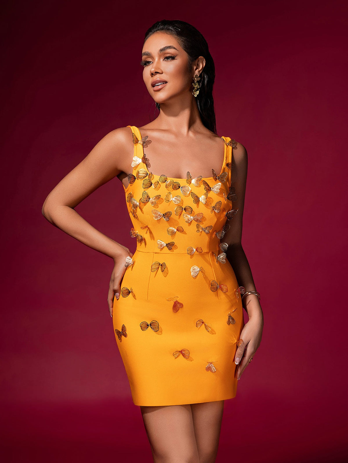 Celestine — Orange Mini Dress, alternate view 2