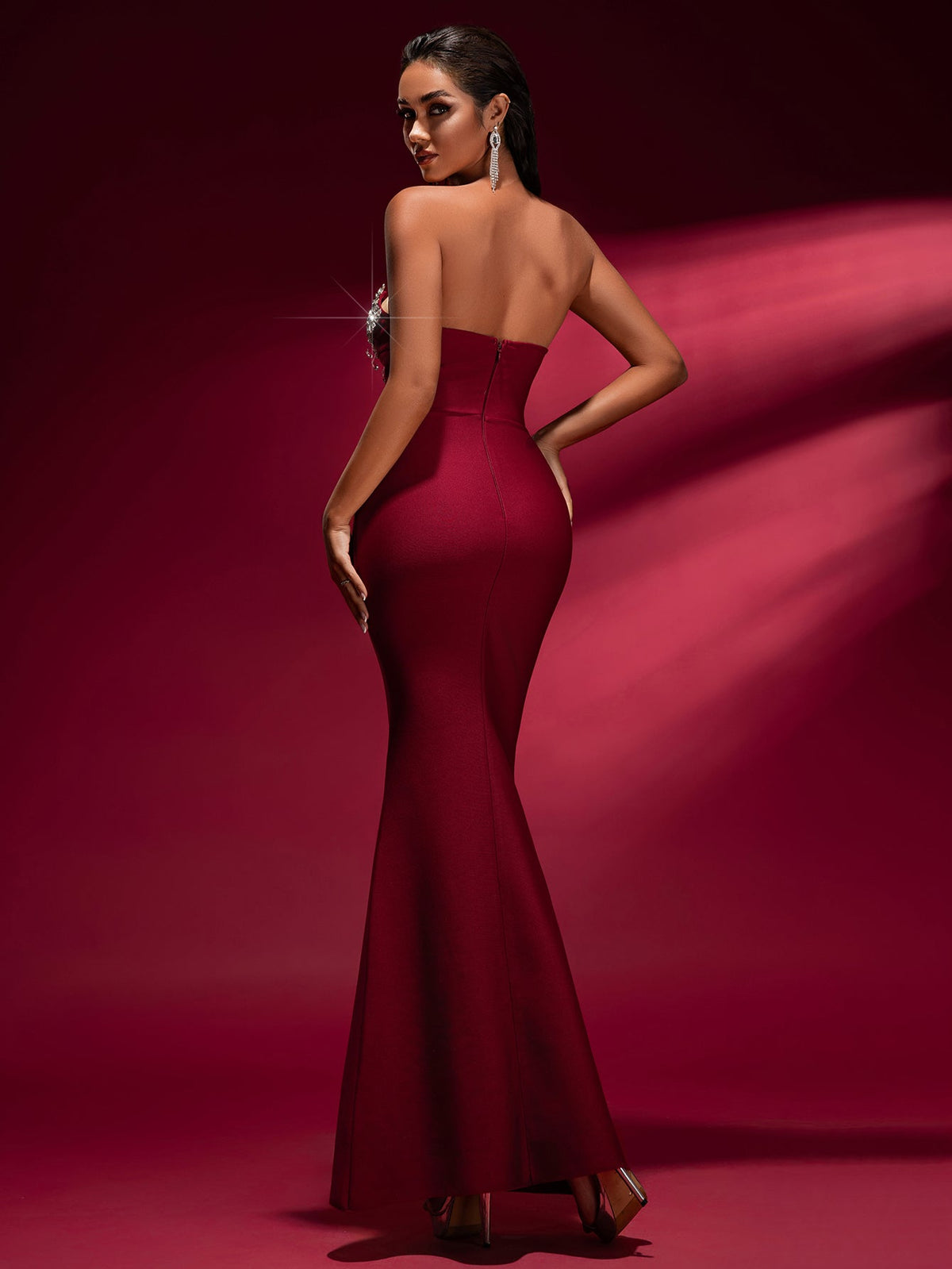 Isabella — Wine Formal Evening Gown, alternate view 3