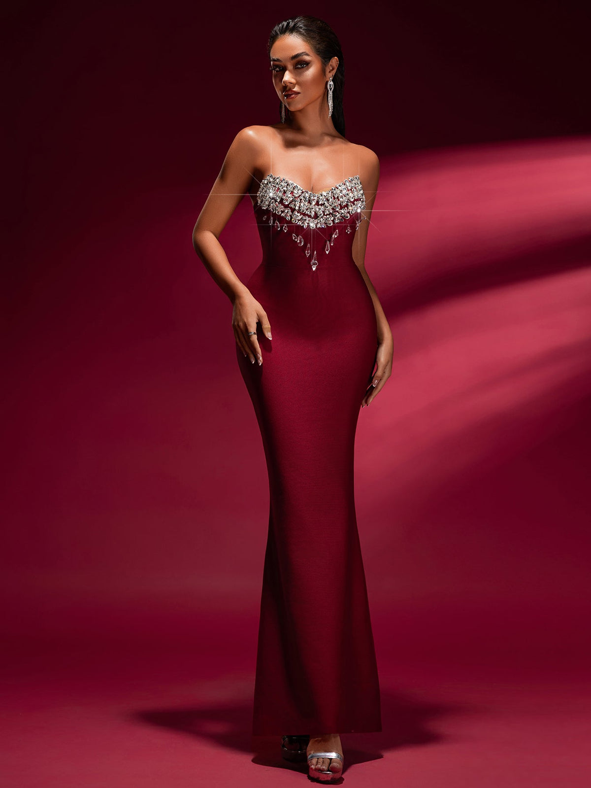 Isabella — Wine Formal Evening Gown, alternate view 4
