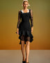 Asymmetric Lace Ruffled Midi Bandage Dress