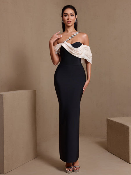 Irregular Design Crystal Embellished Bandage Dress