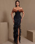 Strass-Kleid mit geriffeltem Saum und Schlitz