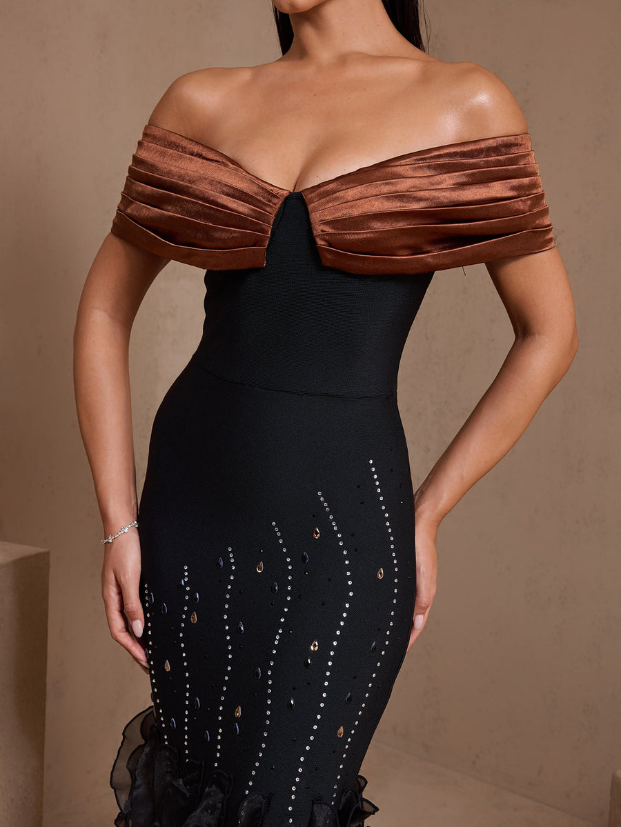 Seraphina Moreau — Rhinestone Rippled Edge Slit Bandage Dress, alternate view 2