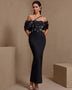 One Shoulder Pearl Embellished Bandage Dress
