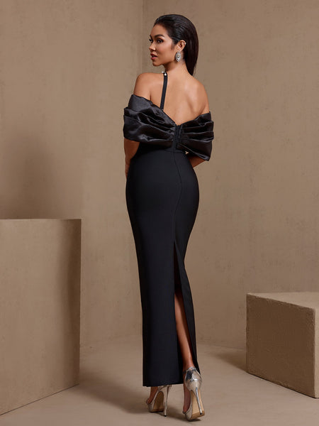 One Shoulder Pearl Embellished Bandage Dress