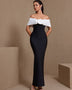 Schulterfreies weißes Blumen-Bandage-Kleid
