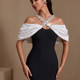 Esmée Laurent — Off-Shoulder Rhinestone Halter Straps Bandage Dress, alternate view 2
