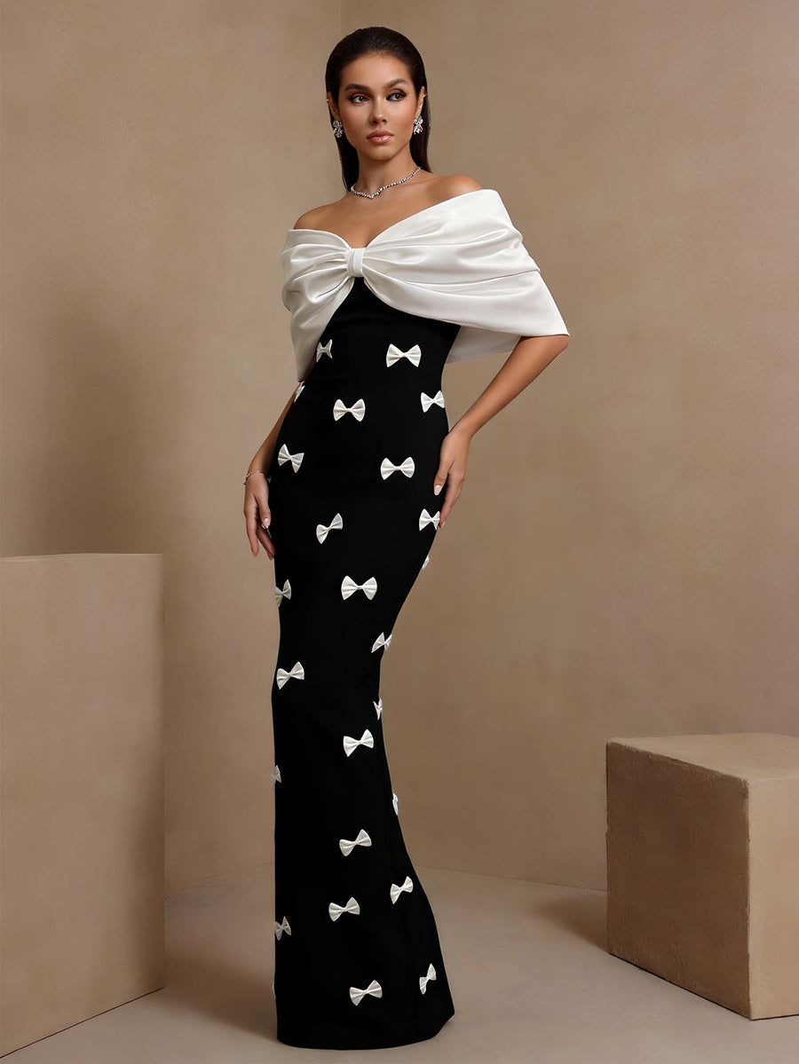 Renata Moreau — Off Shoulder White-Bowknots Bandage Dress, alternate view 2