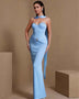 Plissiertes Bandage-Kleid mit Halstuch und Kristalldetails