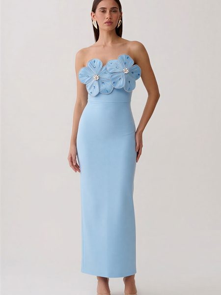 Dahlia Saint-Clair — Huge 3D Flower Crystal Strapless Bandage Dress