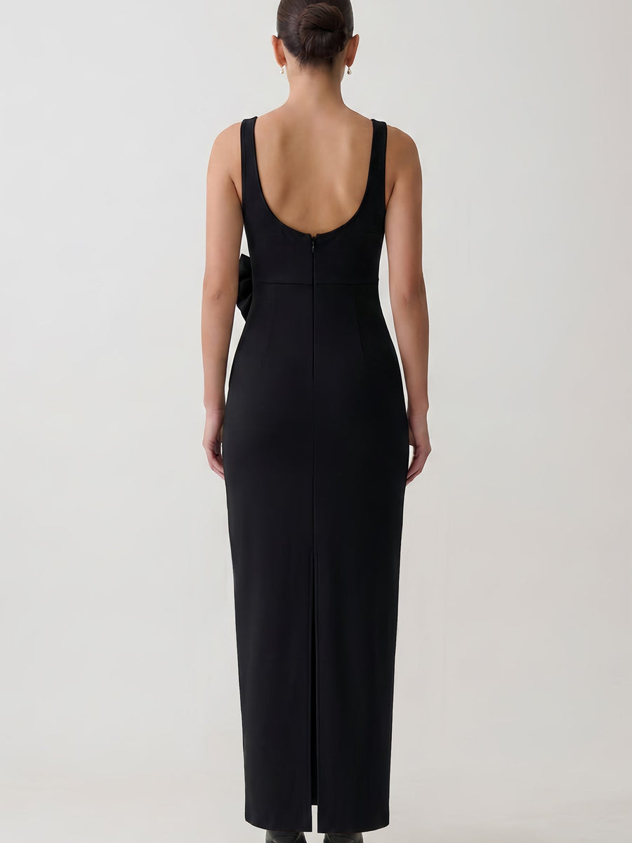 Organza Metal Flower Halter Neck Bandage Dress