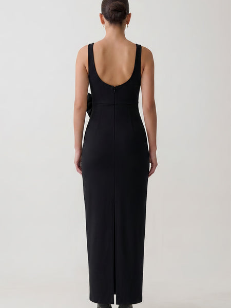 Organza Metal Flower Halter Neck Bandage Dress