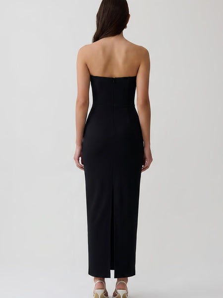 Strapless Rhinestone Vine Bandage Maxi Dress