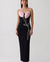 Strapless Rhinestone Vine Bandage Maxi Dress