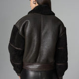 Brown Oversized Shearling Leather Jacket-2