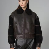 Brown Oversized Shearling Leather Jacket-1