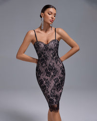 Véronique Delacroix — Sexy Lace Strappy Midi Bandage Dress