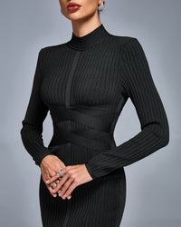 Yvette — Classic Cross Ribbed Bandage Midi Dress, alternate view 4