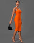 One Shoulder Sleeveless Asymmetrical Midi Bandage Dress - Opulent Empire